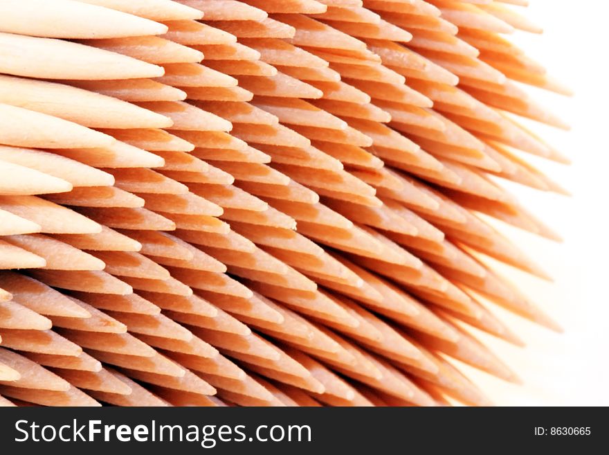 A bundle of toothpicks isolated on a white background.