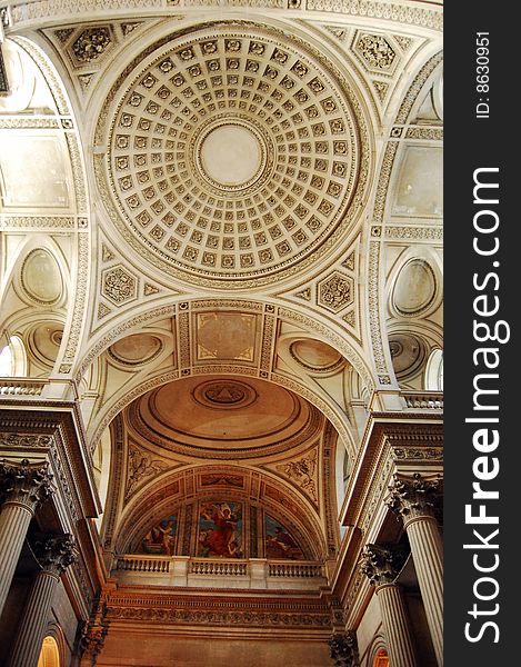 Ceiling in Pantheon in Paris, France.