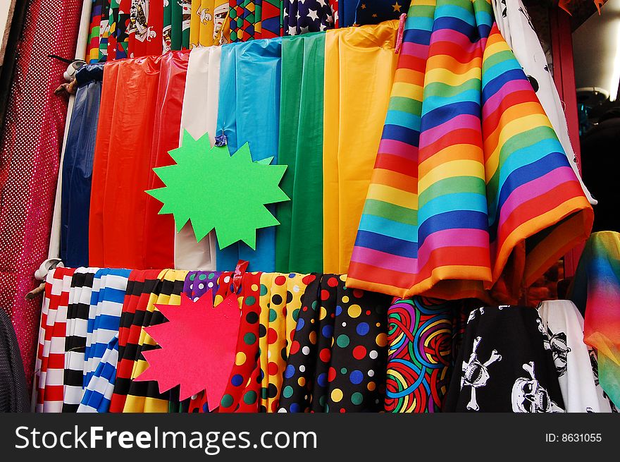 Colorful clothes on a street market