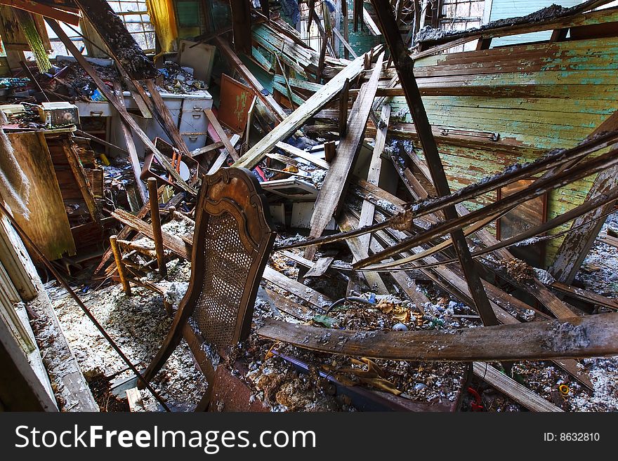 An old, abandoned rundown house