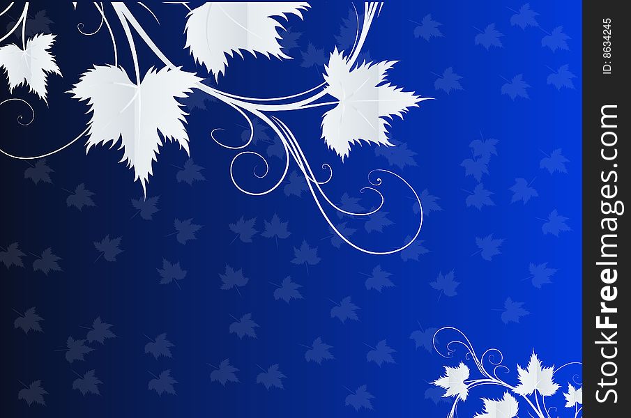White leaves in blue background