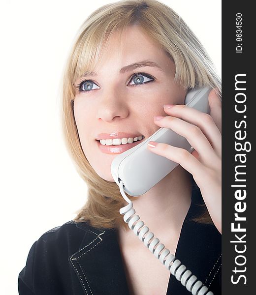Attractive young woman calling by phone. Attractive young woman calling by phone