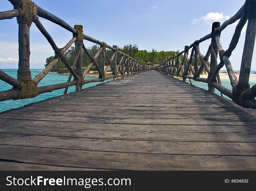 Wooden mole passing to Prison island,Zanzibar