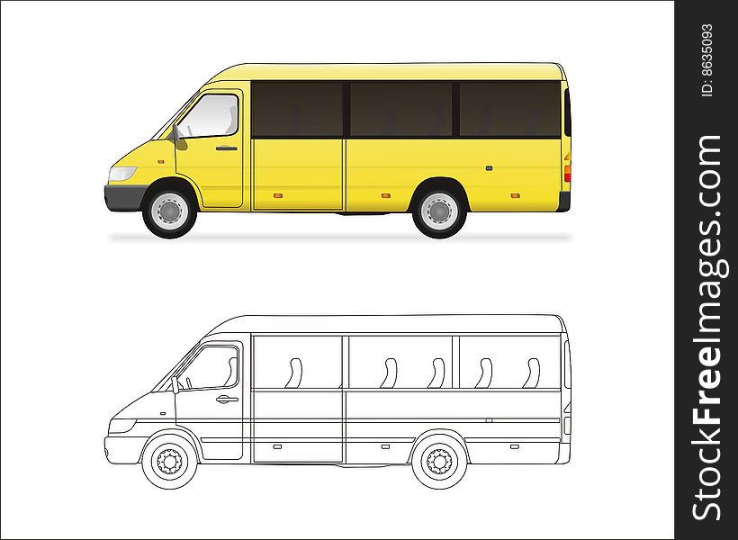 Vector illustration of delivery mini bus.