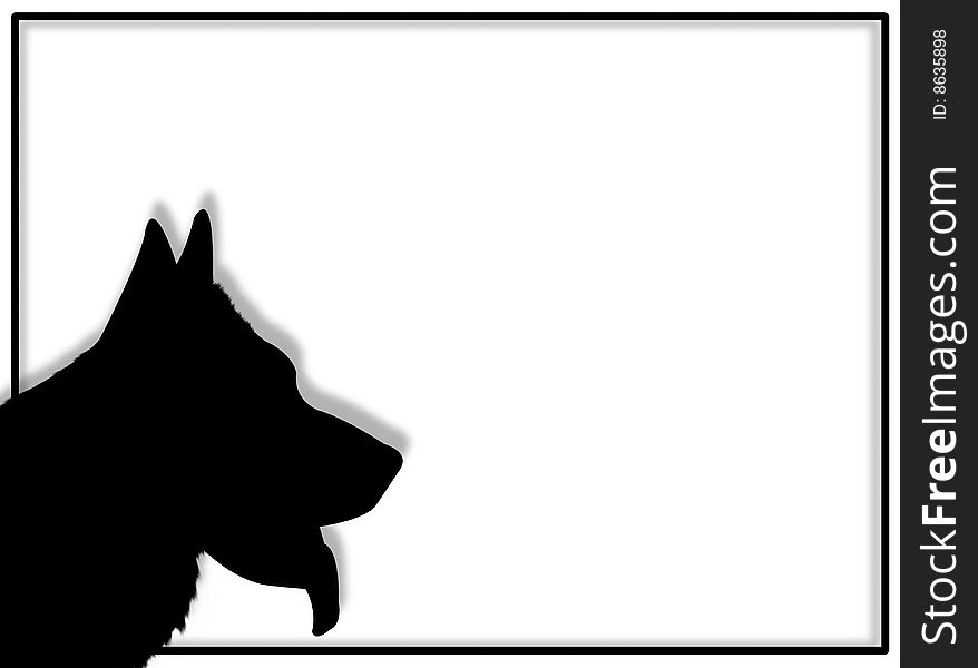 Dog portrait in silhouette for this dog frame