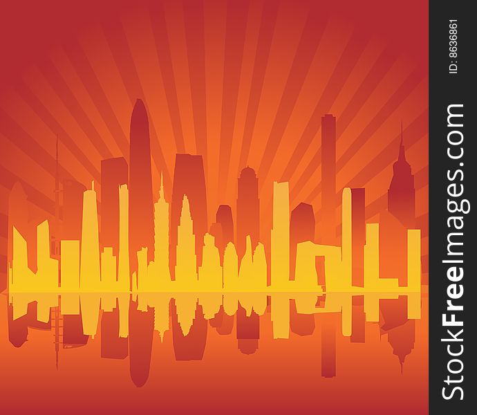 Red skyscrapers vector illustration background