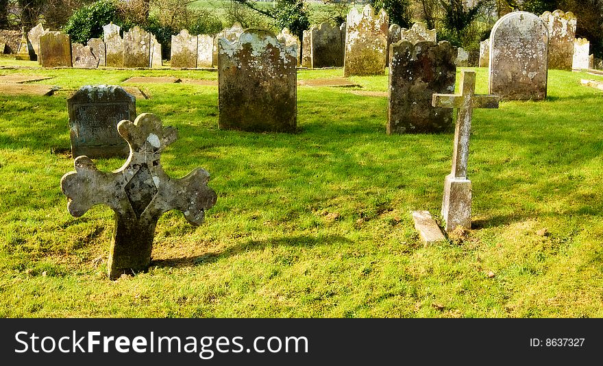 Old irish grave yard with lots of tomb stones. Old irish grave yard with lots of tomb stones