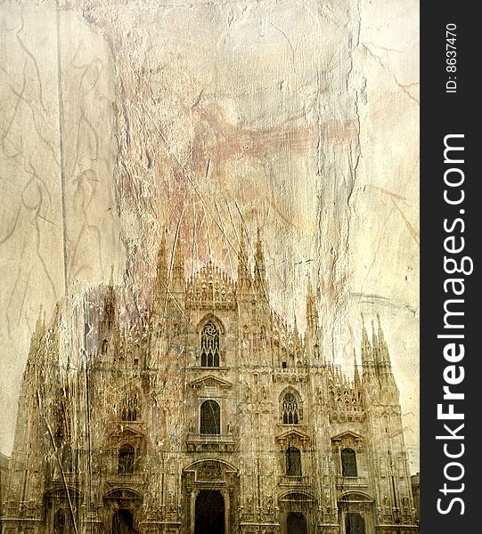 The facade of Duomo in Milan, Italy