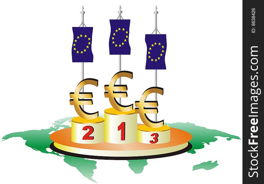 This vectorial illustration shows the power of the euro (money). Value of the euro in the world. This vectorial illustration shows the power of the euro (money). Value of the euro in the world.