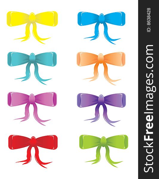 Stylized bow in different colors. Stylized bow in different colors