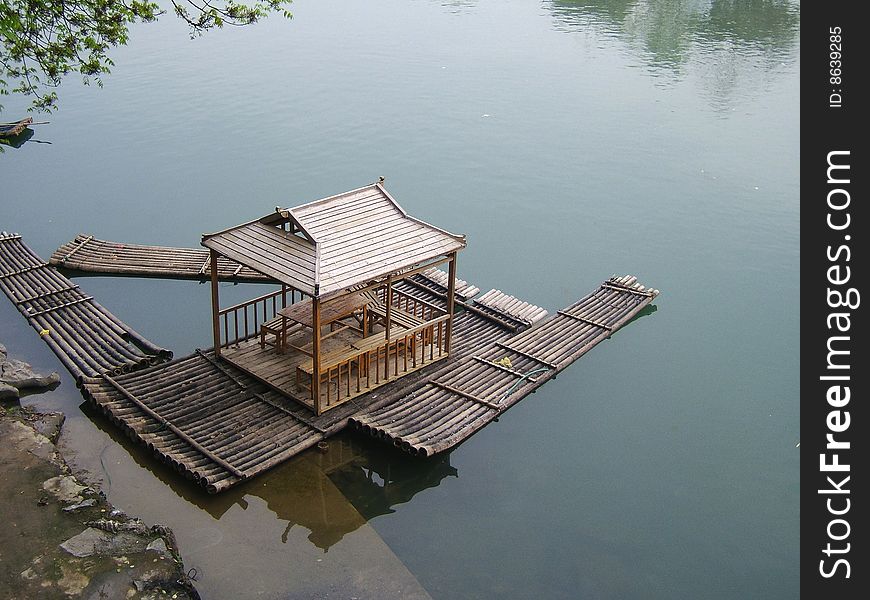 The Bamboo raft moored to its berth at the pier