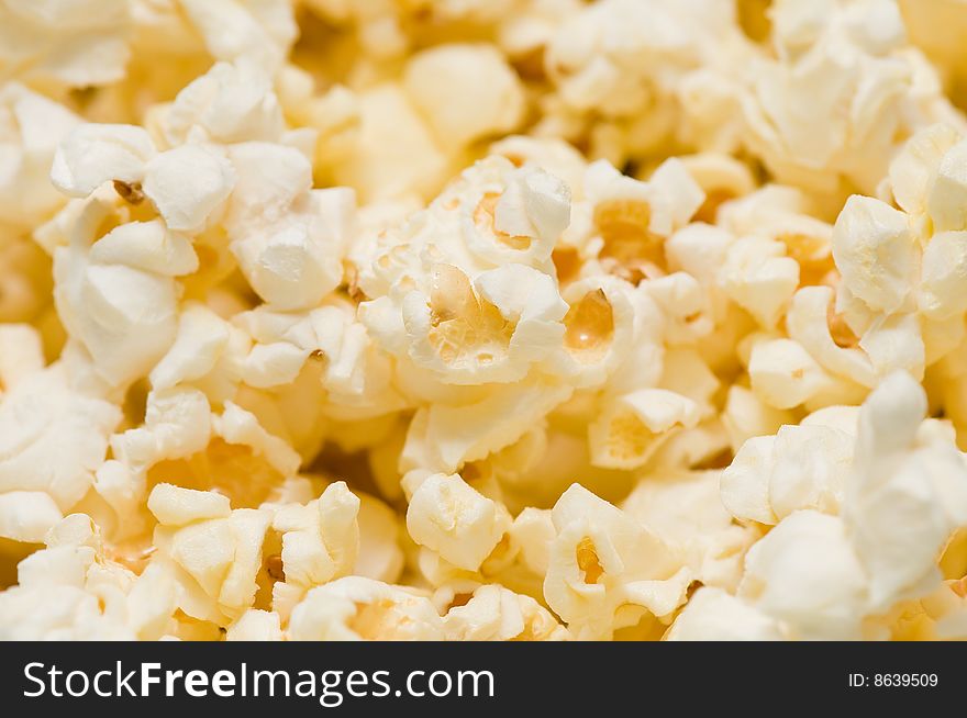 Macro popcorn as a background. Macro popcorn as a background