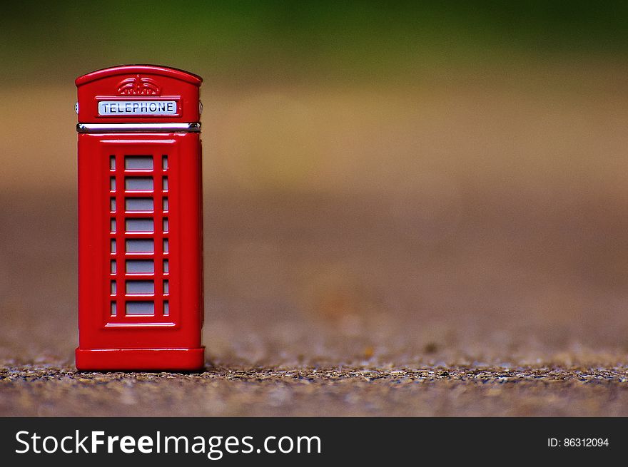 Red Telephone Booth Miniature Focus Photo