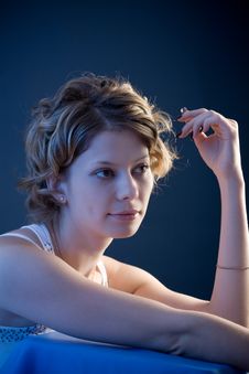 Portrait Of Pretty Blond Girl Over Black Stock Photos Portrait Of Pretty Blond Girl Over Black Stock Photos