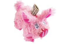 Pink Furry Piggy Bank Isolated On White Stock Photography
