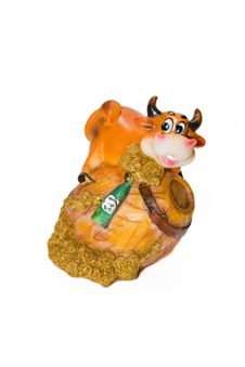 Figurine Of Bull On A Barrel Royalty Free Stock Photography