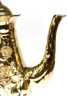Barrel Of A Gold Coffee Pot Stock Image