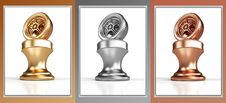 Gold, Silver And Bronze Wheel Awards Royalty Free Stock Photography Gold, Silver And Bronze Wheel Awards Royalty Free Stock Photography