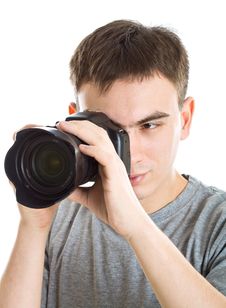Young Photographer With Camera Royalty Free Stock Photos Young Photographer With Camera Royalty Free Stock Photos
