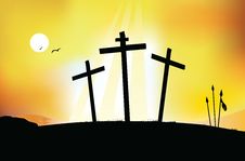 The Crucifixion - Sunset Scene Stock Image The Crucifixion - Sunset Scene Stock Image