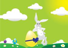 Little Easter Rabbit With Easter Eggs Royalty Free Stock Photos Little Easter Rabbit With Easter Eggs Royalty Free Stock Photos