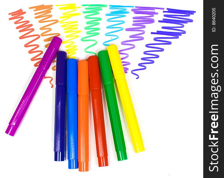Color felt-tip pens on a background