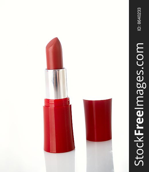Red lipstick  on white background
