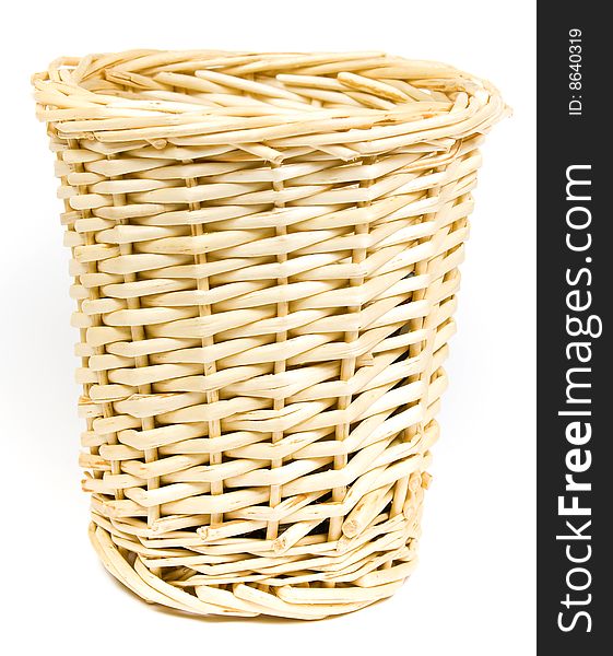 Bast basket for various trifles on a white background