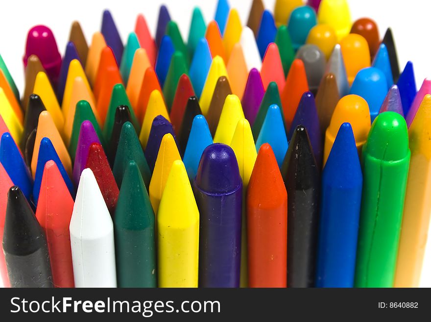 Many children's color wax and oil pencils