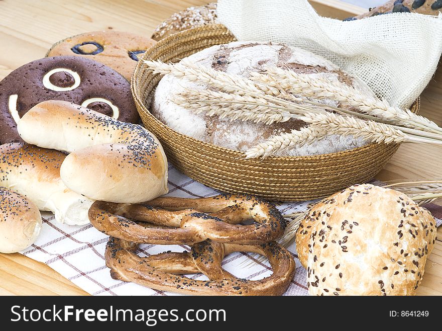 Various types of bread in the kitchen. Various types of bread in the kitchen