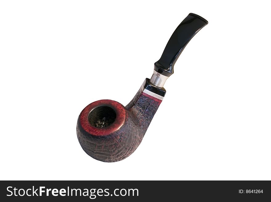 Dark red tobacco pipe isolated on white background