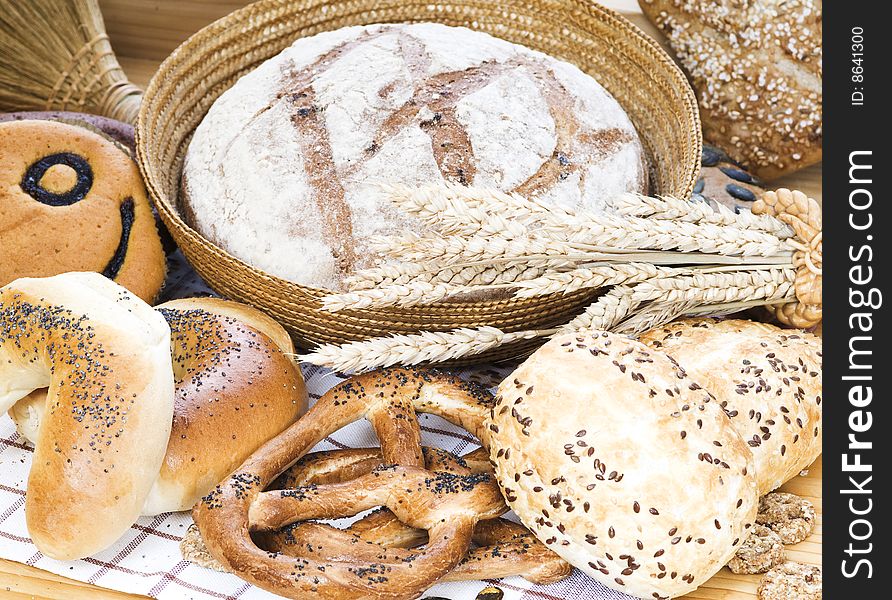 Various types of bread in the kitchen. Various types of bread in the kitchen