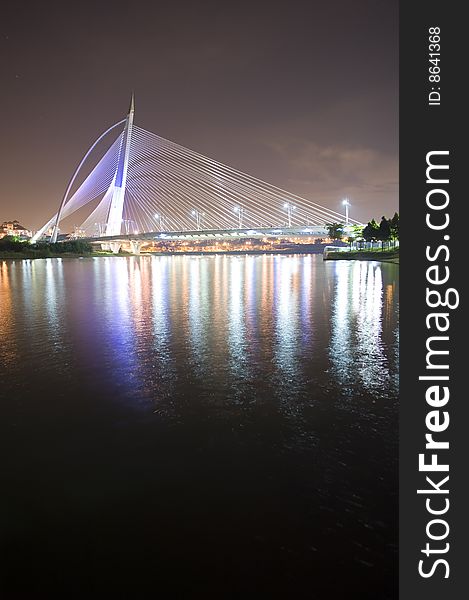 A night view of of the bridge in portrait mode. A night view of of the bridge in portrait mode.