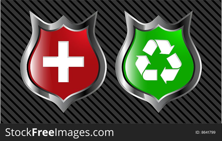 The set vector red and green shield