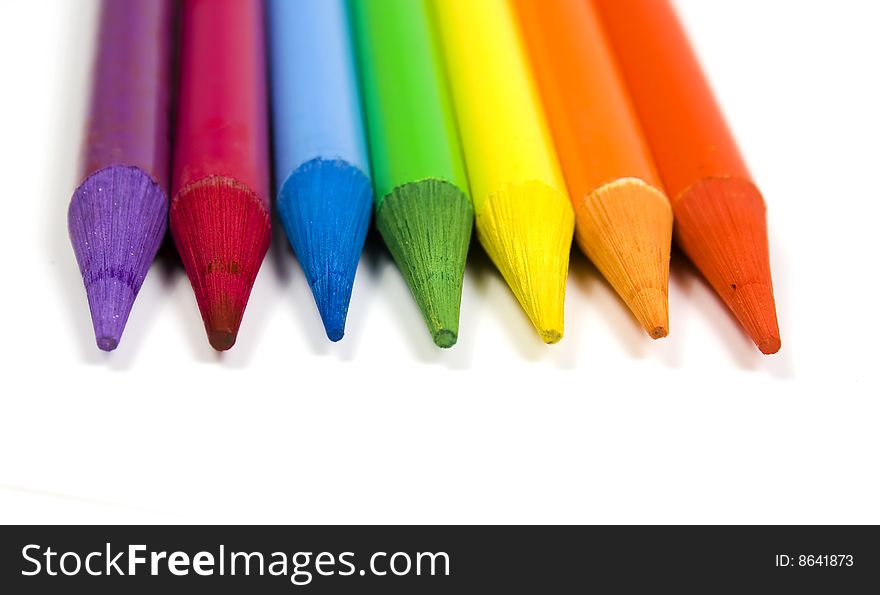 Pencils of seven colors of a rainbow