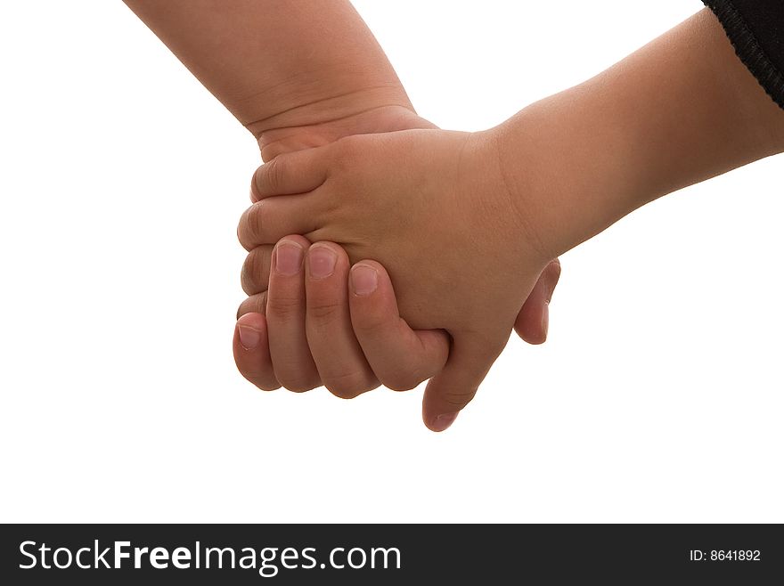 Two little hands together isolated