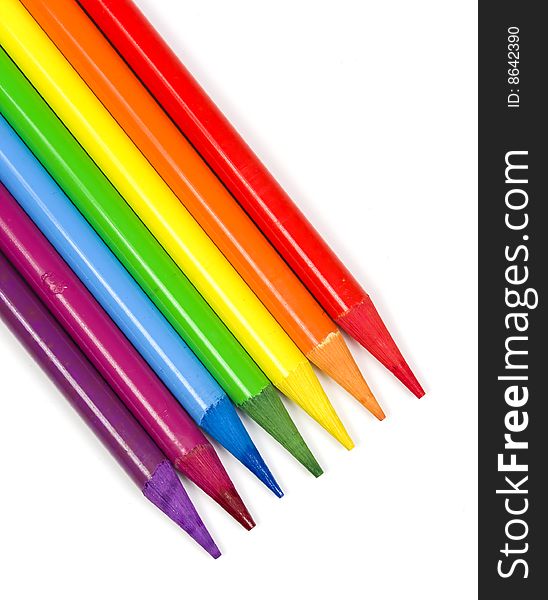 Pencils of seven colors of a rainbow