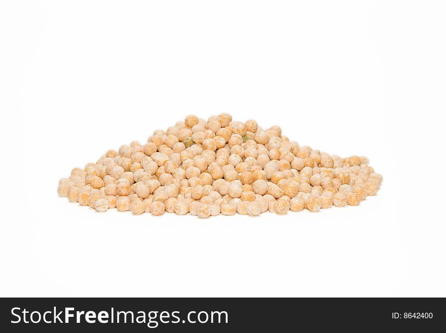 Small group of yellow pea on a white background