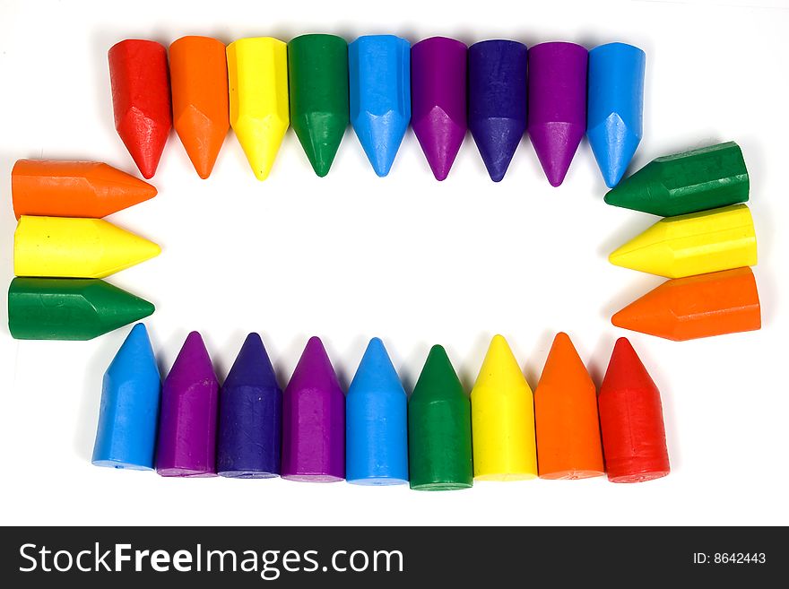 Rectangular framework in the form of a double rainbow from wax pencils