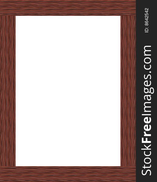 Computer generated, brown wooden frame.