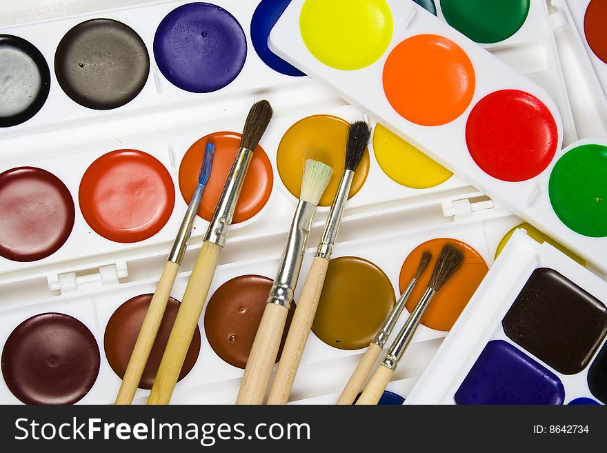 Set Of Brushes On A Background