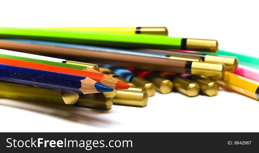 Set color wooden pencils heaped