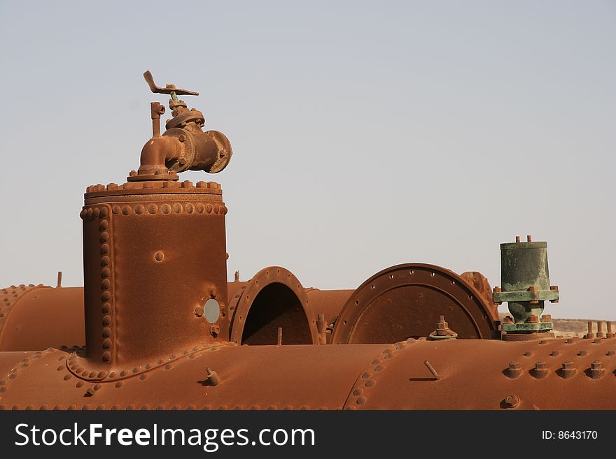 Old, unused machinery in the ethiopian desert. Dalol reqion, old minining area. Old, unused machinery in the ethiopian desert. Dalol reqion, old minining area