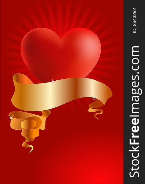 Romantic postcard with a heart illustration. Romantic postcard with a heart illustration