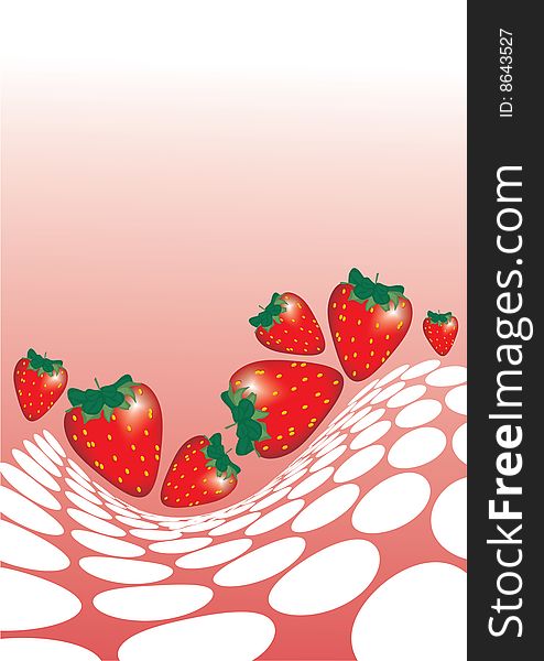 Tasty strawberry on halftone background,vector