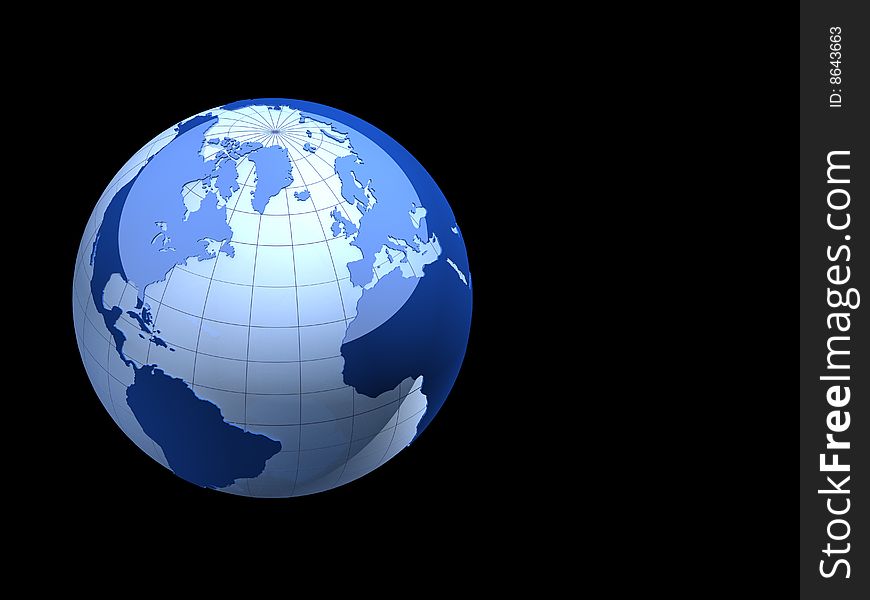 3d blue earth isolated on black background. 3d blue earth isolated on black background