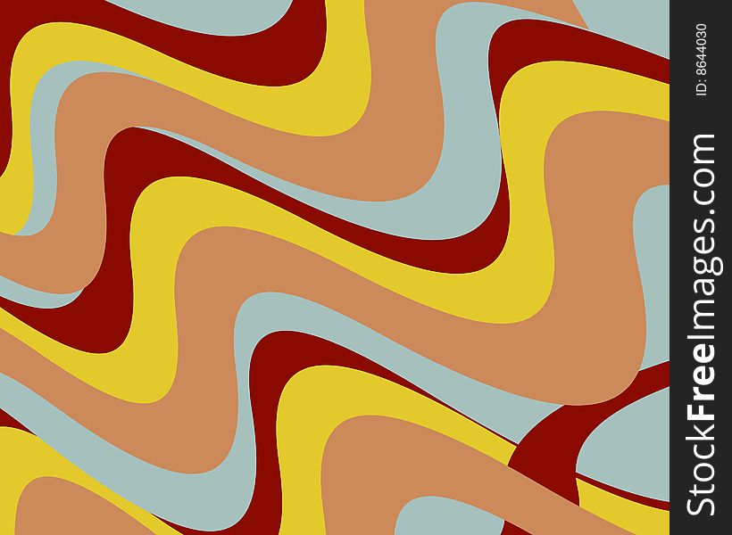 Retro orange, yellow, blue and red wavy graphic design. Retro orange, yellow, blue and red wavy graphic design