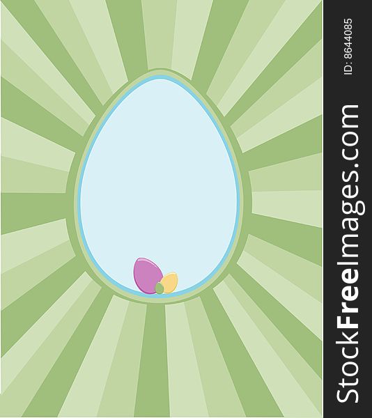 Egg shape area for text or product window on green starburst background. Egg shape area for text or product window on green starburst background