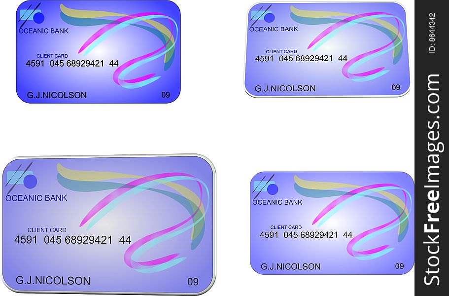 3d illustration of bank card extruded as well as 2d on white