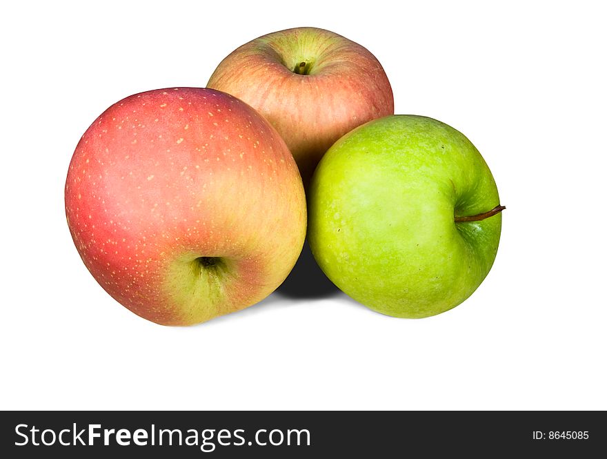 Red and green apple isolated over white